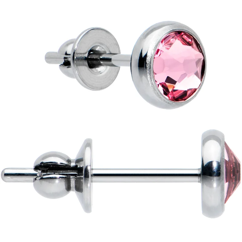 Women's Earrings – Elegant Designs for Every Personality--4mm Pink Crystal Implant Grade Titanium Stud Earrings Women's Earrings – Elegant Designs for Every Personality--4mm Pink Crystal Implant Grade Titanium Stud Earrings
