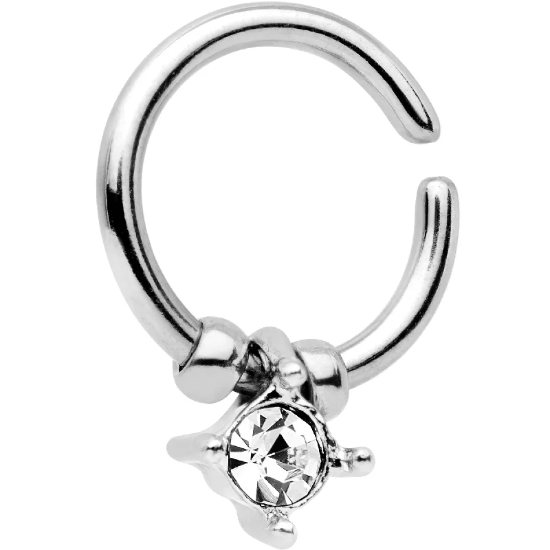 Comfortable Nose Rings for Everyday Wear -16 Gauge Silver Tone Clear Gem Drop Annealed Seamless Circular Ring Comfortable Nose Rings for Everyday Wear -16 Gauge Silver Tone Clear Gem Drop Annealed Seamless Circular Ring