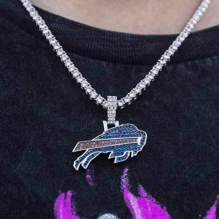 Personalized Silver Bracelets for Men-Buffalo Bills Official NFL Pendant