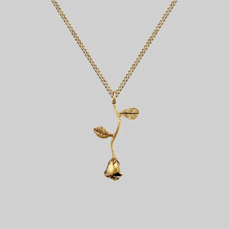 Shop Classic Women's Necklaces & Pendants with a Modern Twist-BELLADONNA. Rose Stem Charm Necklace - Gold Shop Classic Women's Necklaces & Pendants with a Modern Twist-BELLADONNA. Rose Stem Charm Necklace - Gold