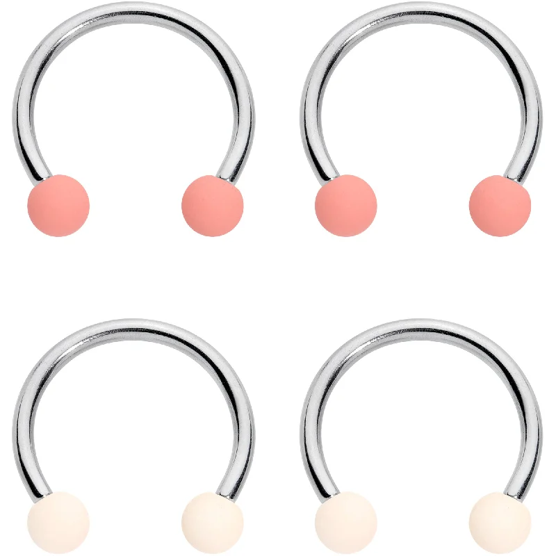 Beautiful Lip Rings for Special Occasions16 Gauge 3/8 Peaches Cream Matte Horseshoe Circular Barbell Set of 4