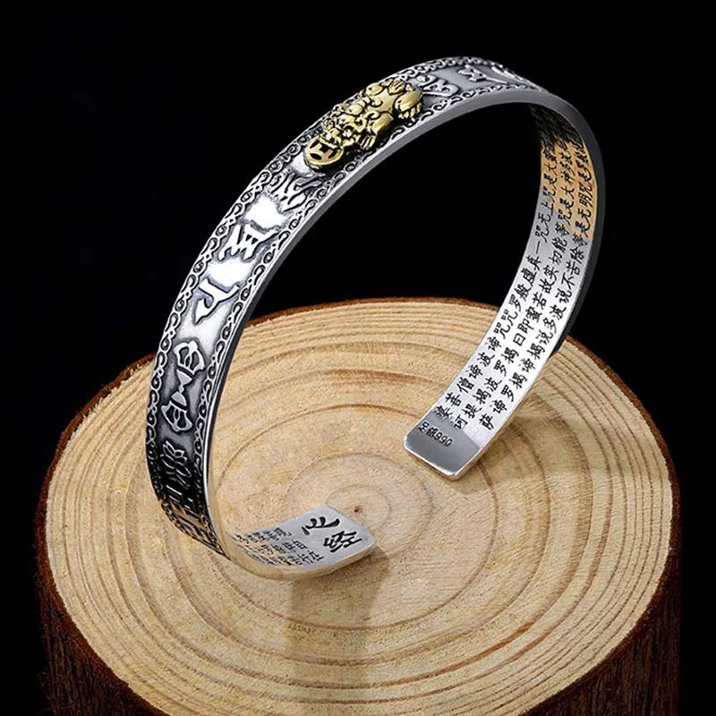 Personalized Gold Bangles for Women-Buddha Stones FengShui Lucky PiXiu Wealth Bracelet