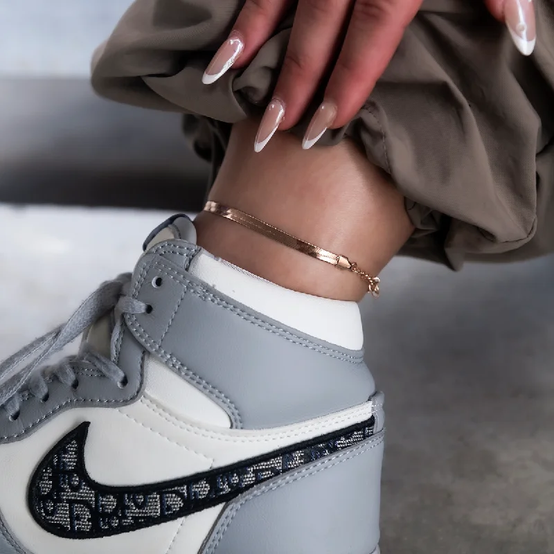 Comfortable Anklets for Trendy Women-Herringbone Anklet in Rose Gold- 4mm