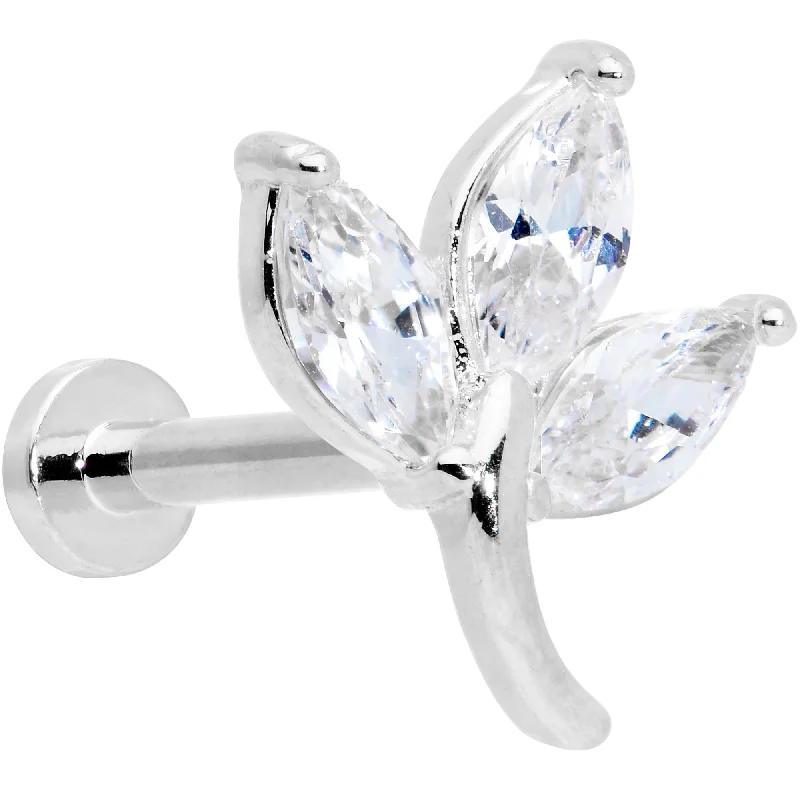 Comfortable Lip Rings for Unique Fashion16 Gauge 5/16 Clear CZ Gem Leaves Internally Threaded Labret Tragus Comfortable Lip Rings for Unique Fashion16 Gauge 5/16 Clear CZ Gem Leaves Internally Threaded Labret Tragus