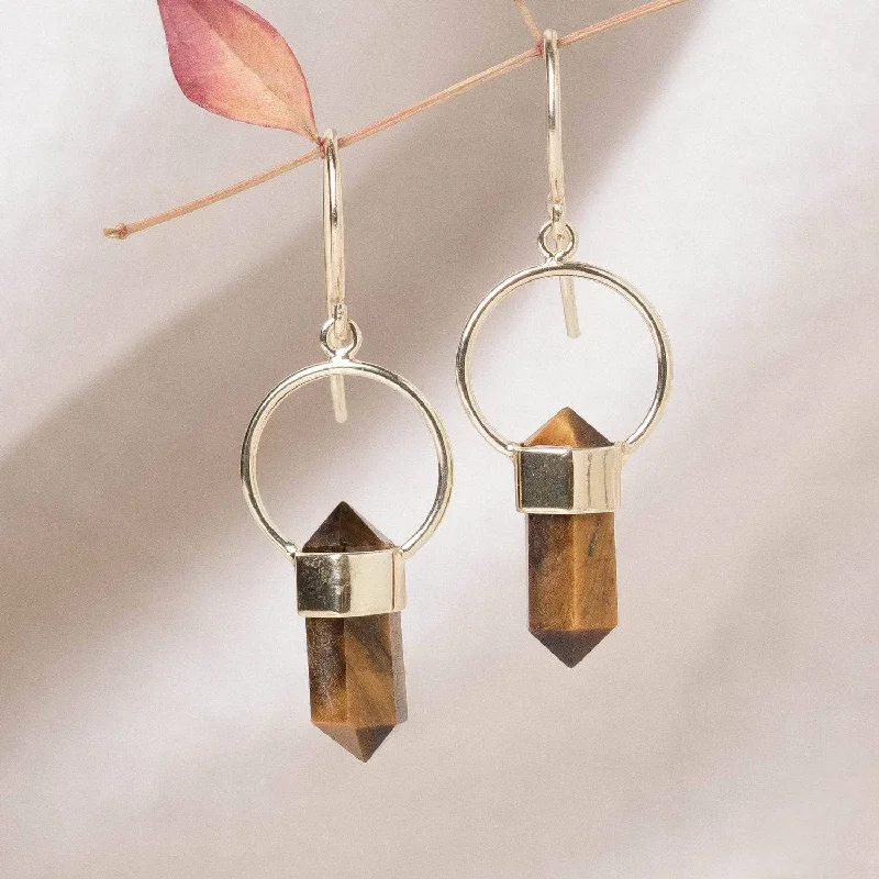 Women's Earrings – Elegant Designs for Every Personality--Tiger Eye Crystal Point Earrings