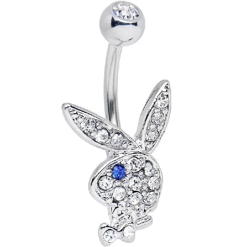 Comfortable Belly Rings for Stylish Piercings -Licensed Clear Gem and Blue Gem Eye Playboy Bunny Belly Ring Comfortable Belly Rings for Stylish Piercings -Licensed Clear Gem and Blue Gem Eye Playboy Bunny Belly Ring