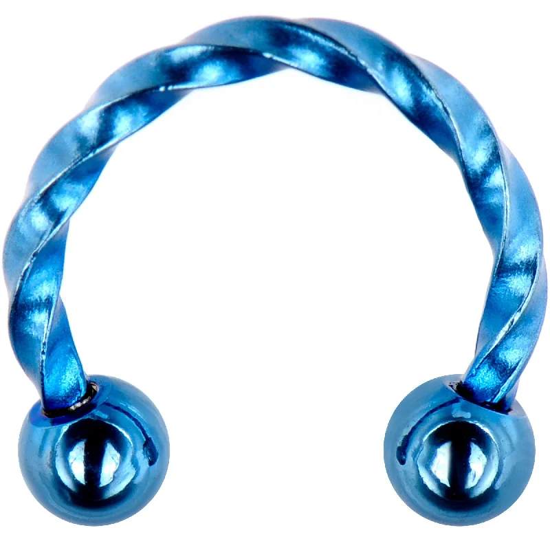 Lip Rings for Simple Piercings16 Gauge 5/16 Light Blue IP Seriously Twisted Horseshoe Curved Barbell
