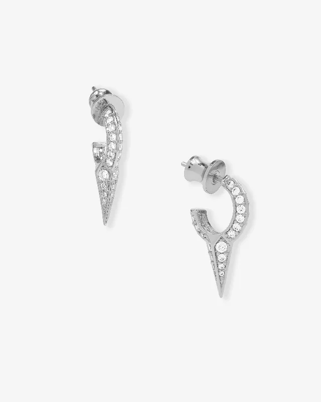 Women's Earrings – Elegant Designs for Every Personality--Baby Gabriella Pavé Single Spike Earrings - Silver|White Diamondettes Women's Earrings – Elegant Designs for Every Personality--Baby Gabriella Pavé Single Spike Earrings - Silver|White Diamondettes