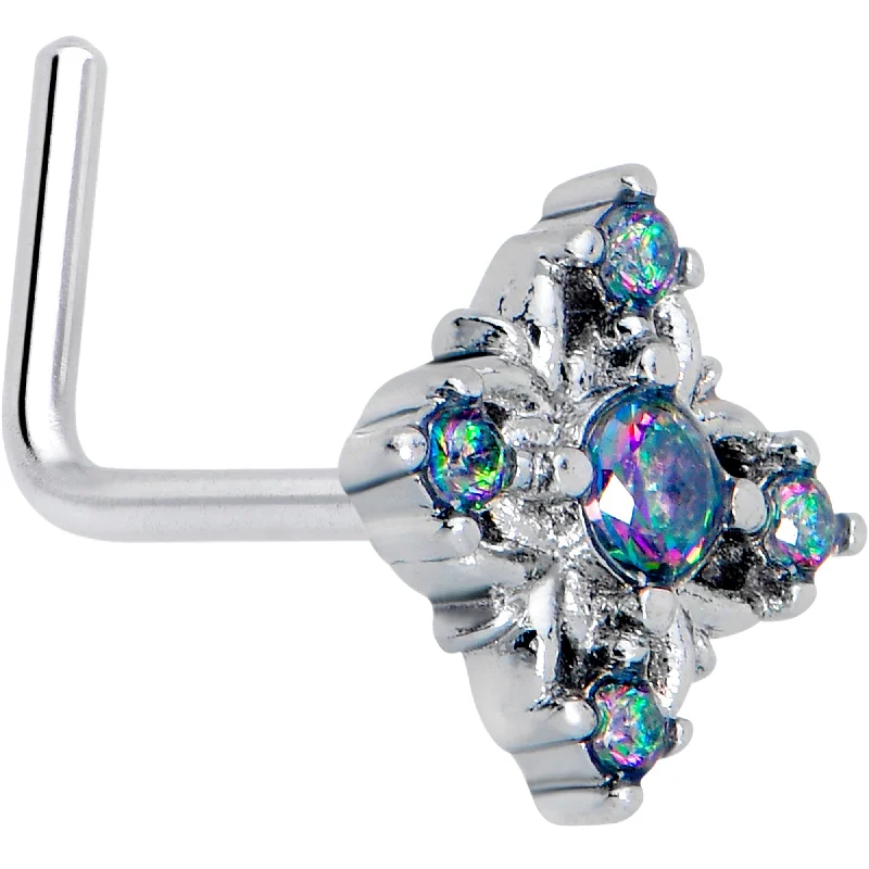 Elegant and Affordable Nose Rings -20 Gauge 7mm Vitrail CZ Gem Beauty Cross L Shape Nose Ring Elegant and Affordable Nose Rings -20 Gauge 7mm Vitrail CZ Gem Beauty Cross L Shape Nose Ring