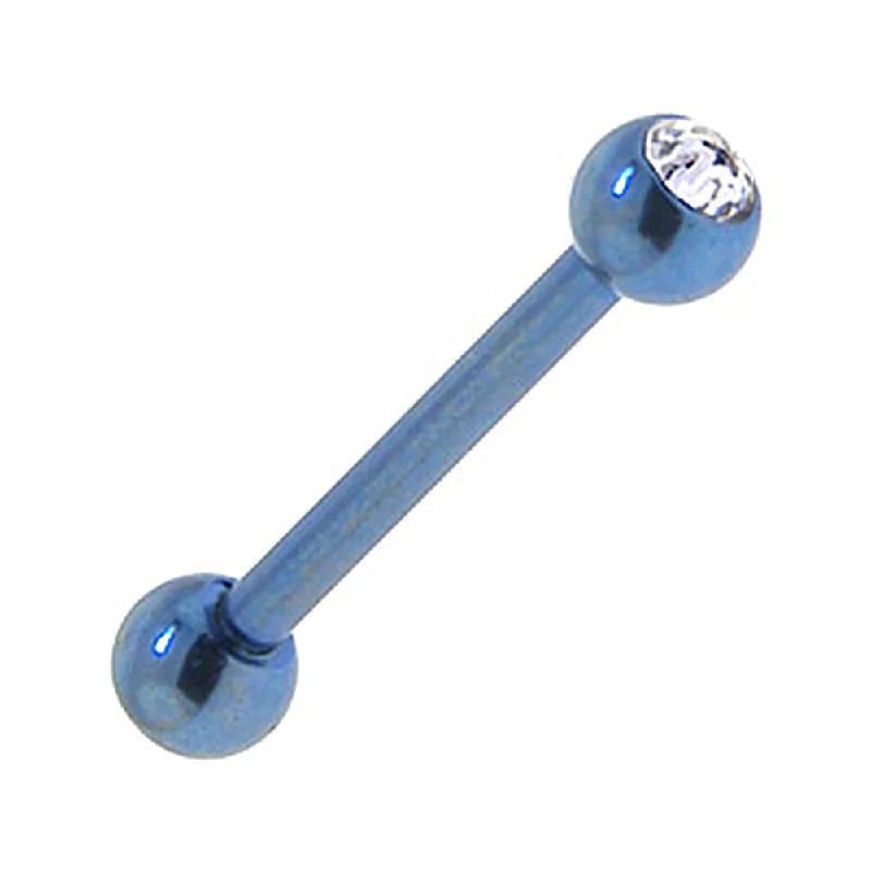 Women's Earrings – Elegant Designs for Every Personality--Solid Titanium DOUBLE GEM Cobalt Blue Barbell 3/8-3mm