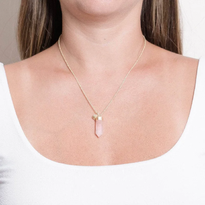 Shop Classic Women's Necklaces & Pendants with a Modern Twist-Rose Quartz Crystal Point Necklace Shop Classic Women's Necklaces & Pendants with a Modern Twist-Rose Quartz Crystal Point Necklace