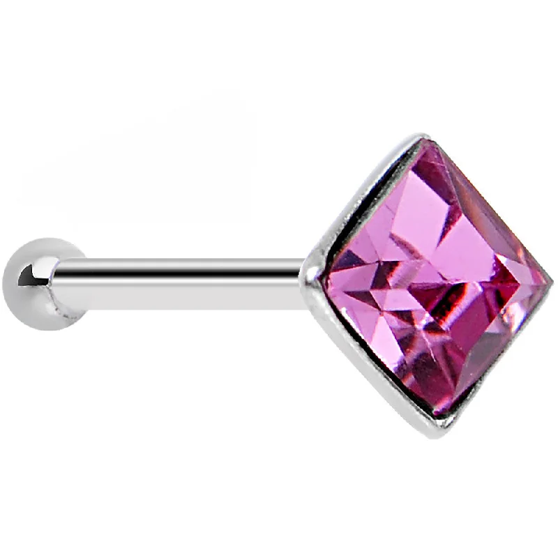 Small Nose Rings -Sterling Silver 2mm Square Nose Bone Created with Crystals