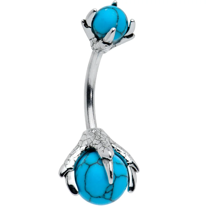 Belly Rings with Modern and Chic Styles -Blue Turquoise Skeleton Hand Halloween Double Mount Belly Ring Belly Rings with Modern and Chic Styles -Blue Turquoise Skeleton Hand Halloween Double Mount Belly Ring