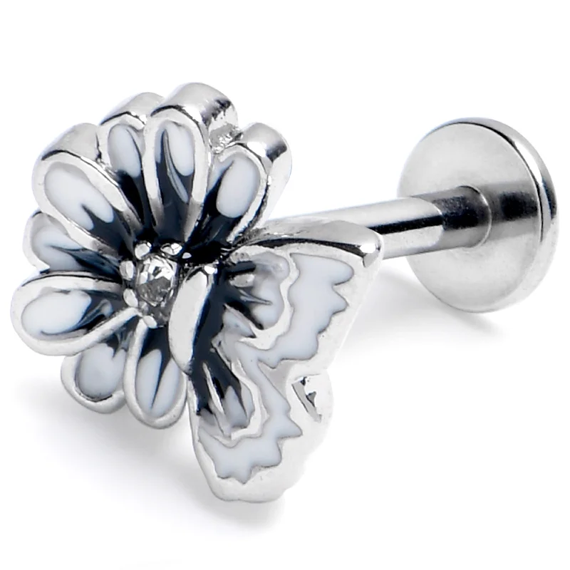 Trendy Lip Rings for Fashionistas16 Gauge 5/16 Clear Gem Butterfly Blossom White Labret Monroe Tragus Trendy Lip Rings for Fashionistas16 Gauge 5/16 Clear Gem Butterfly Blossom White Labret Monroe Tragus