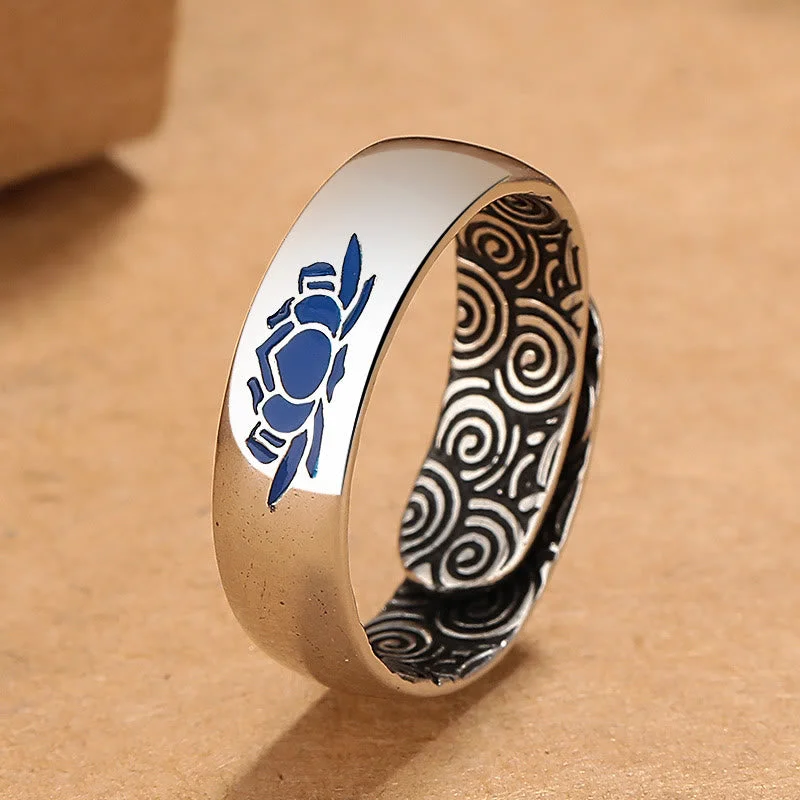 Chic Women's Rings for Fashion-Forward Looks-Buddha Stones Tibetan Blue Lotus Auspicious Clouds Copper Enlightenment Ring Chic Women's Rings for Fashion-Forward Looks-Buddha Stones Tibetan Blue Lotus Auspicious Clouds Copper Enlightenment Ring