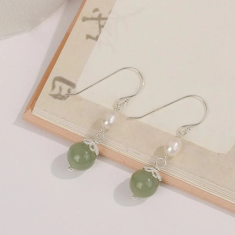 Women's Earrings – Elegant Designs for Every Personality--Buddha Stones 925 Sterling Silver Natural Pearl Jade Wisdom Earrings Women's Earrings – Elegant Designs for Every Personality--Buddha Stones 925 Sterling Silver Natural Pearl Jade Wisdom Earrings