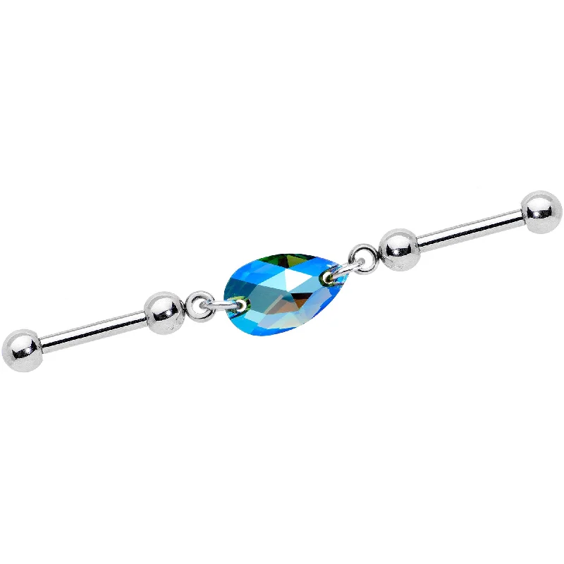 Women's Earrings – Elegant Designs for Every Personality--Blue Drop Double Industrial Barbell Created with Crystals Women's Earrings – Elegant Designs for Every Personality--Blue Drop Double Industrial Barbell Created with Crystals