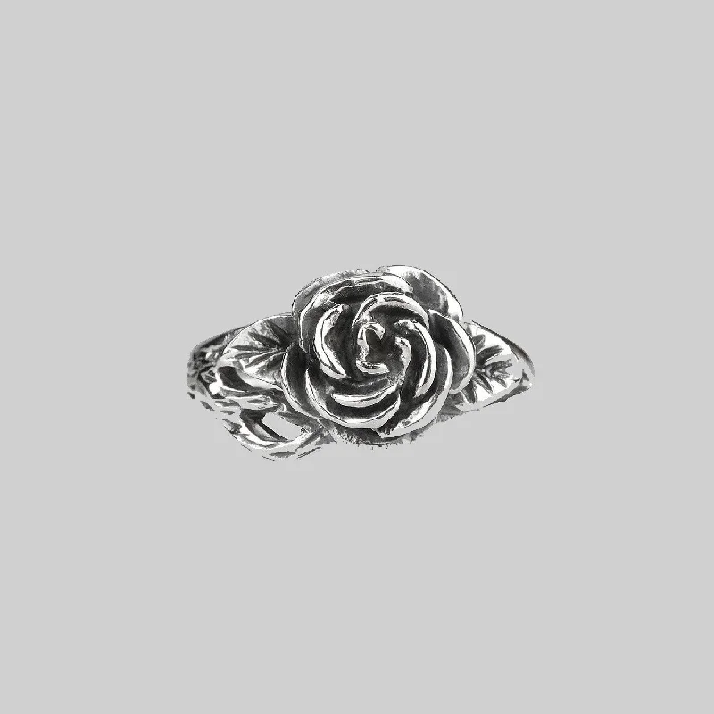 Chic Women's Rings for Fashion-Forward Looks-DEATHLY ROSE. Flourishing Rose Silver Ring Chic Women's Rings for Fashion-Forward Looks-DEATHLY ROSE. Flourishing Rose Silver Ring