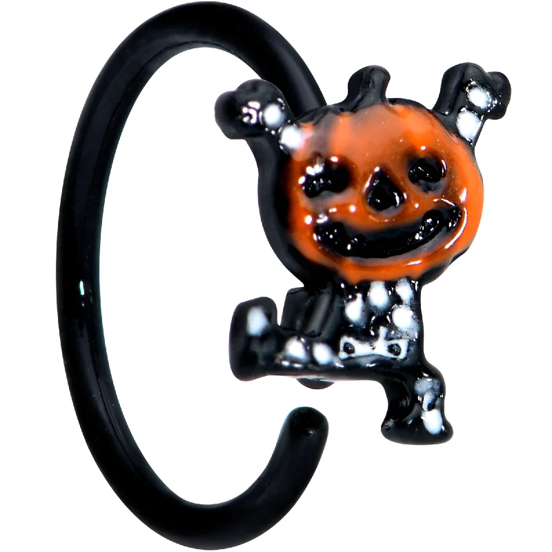 Nose Rings with Textured Surface -20 Gauge 5/16 Black Dancing Skeleton Pumpkin Halloween Nose Hoop Nose Rings with Textured Surface -20 Gauge 5/16 Black Dancing Skeleton Pumpkin Halloween Nose Hoop