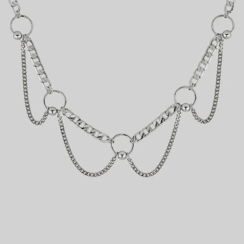 Shop Classic Women's  Necklaces & Pendants with a Modern Twist-CHANGE OF HEART. Pierced Chain Drop Choker - Silver