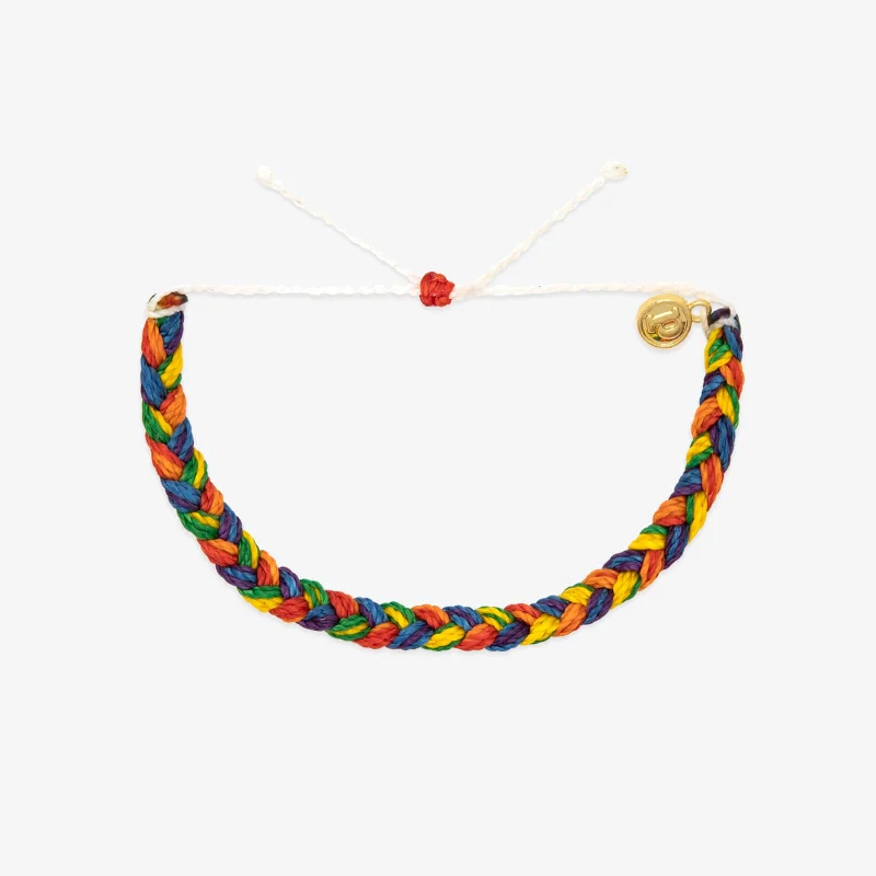Men's Bracelets with Silver and Leather Details-Rainbow Wide Braid Bracelet
