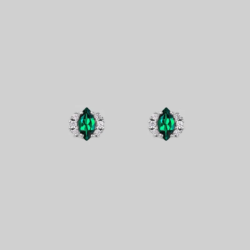 Women's Earrings – Elegant Designs for Every Personality--TALIA. Green Quartz Cluster Stud Silver Earrings