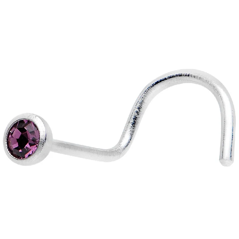 Nose Rings for All Ages -22 Gauge Amethyst Gem Stainless Steel Nose Ring Screw