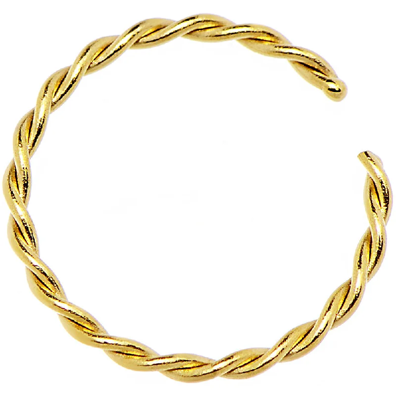 Nose Rings for Bold Fashion Statement -20 Gauge 5/16 Gold IP Annealed Steel Seamless Braided Circular Ring Nose Rings for Bold Fashion Statement -20 Gauge 5/16 Gold IP Annealed Steel Seamless Braided Circular Ring