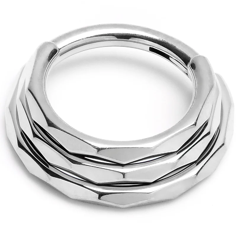 Bold Lip Rings for Statement Piercings16 Gauge 5/16 Faceted Triple Stack Hoop Titanium Hinged Segment Ring