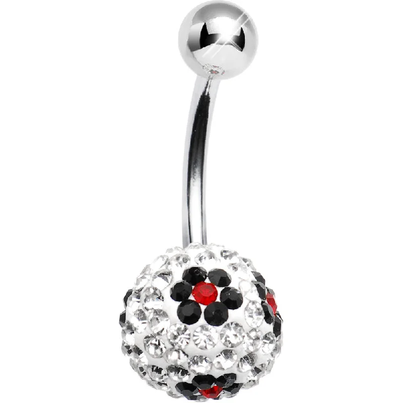 Belly Rings for Unique Fashionistas -Clear Black Flower Crystal Evolution Belly Ring Belly Rings for Unique Fashionistas -Clear Black Flower Crystal Evolution Belly Ring