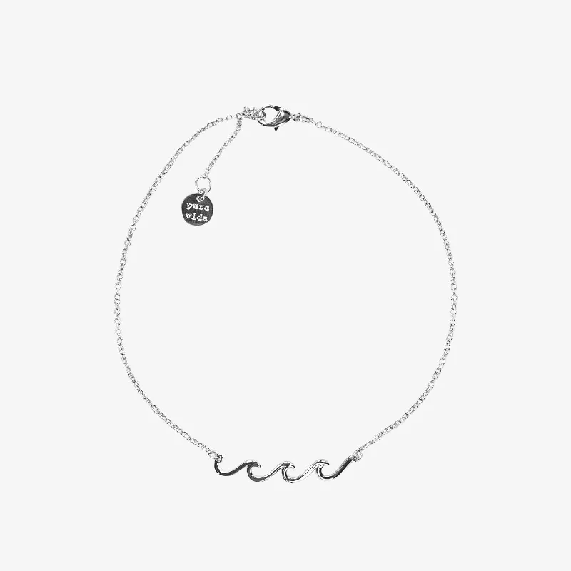 Modern Anklets for Trendy Women-Silver Delicate Wave Anklet