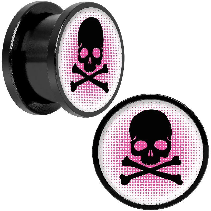 Women's Earrings – Elegant Designs for Every Personality--Pink Black Skull Black Anodized Screw Fit Plug Set 9/16 Women's Earrings – Elegant Designs for Every Personality--Pink Black Skull Black Anodized Screw Fit Plug Set 9/16