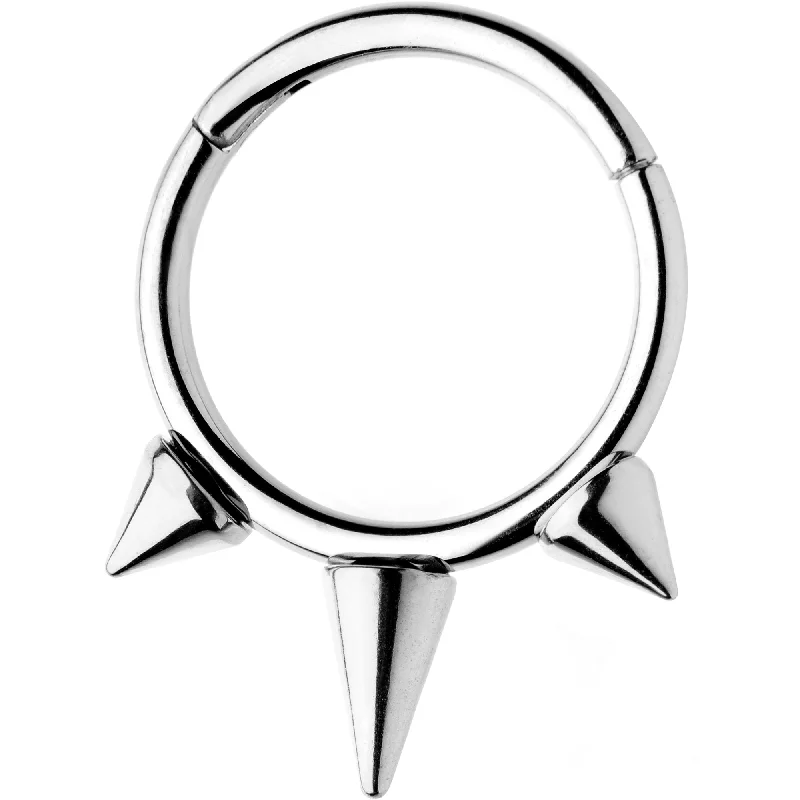 Women's Earrings – Elegant Designs for Every Personality--3/8 Silver Tone Punk Spike Hinged Segment Ring Circular Barbell Women's Earrings – Elegant Designs for Every Personality--3/8 Silver Tone Punk Spike Hinged Segment Ring Circular Barbell