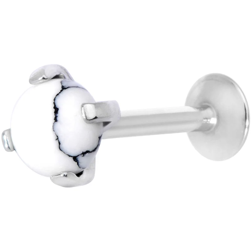 Comfortable and Stylish Lip Rings16 Gauge 5/16 White Howlite Internally Threaded Labret Monroe Tragus