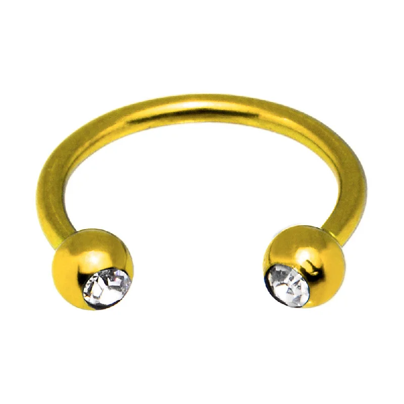 Lip Rings for Edgy Fashion16 Gauge 5/16 Clear Gem Gold Tone Anodized Horseshoe Circular Barbell