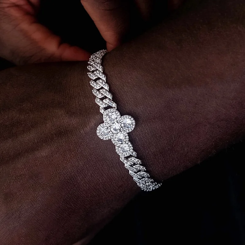 Bracelets for Men with Meaningful Charms-Diamond Prong Rounded Cross Bracelet