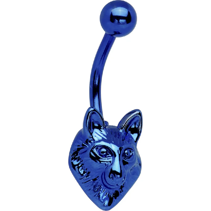 Trendy Belly Rings with Colorful Stones -Blue Electro Titanium Pack Set Leader Wolf Belly Ring Trendy Belly Rings with Colorful Stones -Blue Electro Titanium Pack Set Leader Wolf Belly Ring