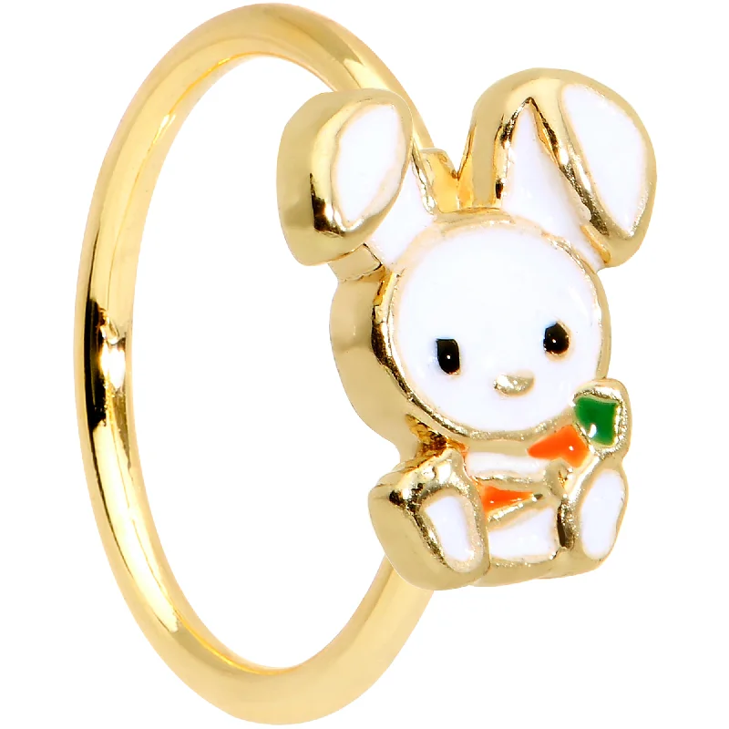 Elegant Nose Rings with Unique Designs -20 Gauge 5/16 Gold Tone Cutie Easter Bunny Nose Hoop Elegant Nose Rings with Unique Designs -20 Gauge 5/16 Gold Tone Cutie Easter Bunny Nose Hoop