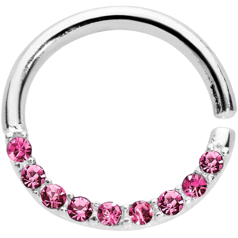 Women's Earrings – Elegant Designs for Every Personality--16 Gauge 5/16 Pink Gem Simple Elegance Seamless Circular Ring