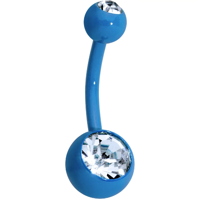 Trendy Belly Rings for Fashion-Forward Women -14 Gauge 3/8 Clear Gem Blue Acrylic Over Steel Belly Ring Trendy Belly Rings for Fashion-Forward Women -14 Gauge 3/8 Clear Gem Blue Acrylic Over Steel Belly Ring