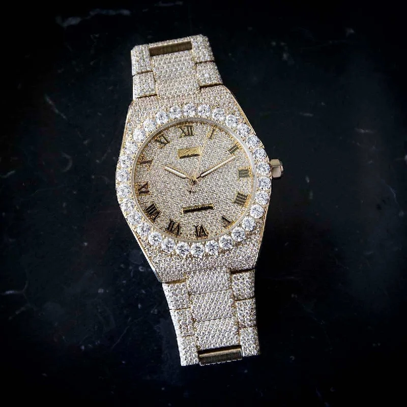Casual Style Watches for Men-42MM Fully Iced Alpha Era® in Gold