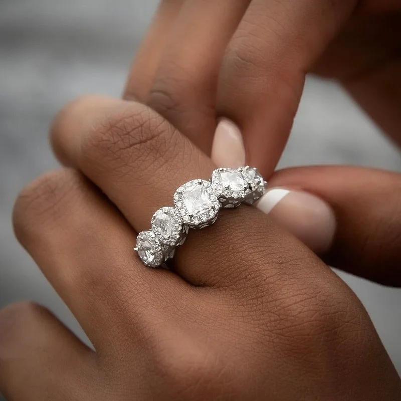 Chic Women's Rings for Fashion-Forward Looks-Mixed Diamond Pave Ring in White Gold Vermeil Chic Women's Rings for Fashion-Forward Looks-Mixed Diamond Pave Ring in White Gold Vermeil