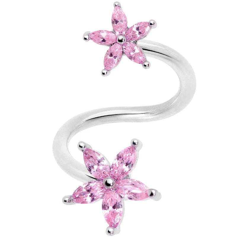 Simple Lip Rings for Casual Fashion14 Gauge 1/2 Pink Gem Star Flower Spiral Twister Belly Ring