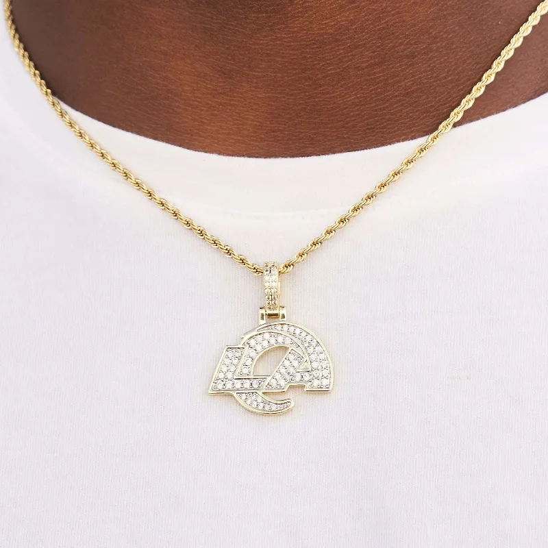 Exclusive Men's Necklaces & Pendants for the Modern Gentleman-Los Angeles Rams Official NFL Micro Logo Pendant - Yellow Gold Exclusive Men's Necklaces & Pendants for the Modern Gentleman-Los Angeles Rams Official NFL Micro Logo Pendant - Yellow Gold