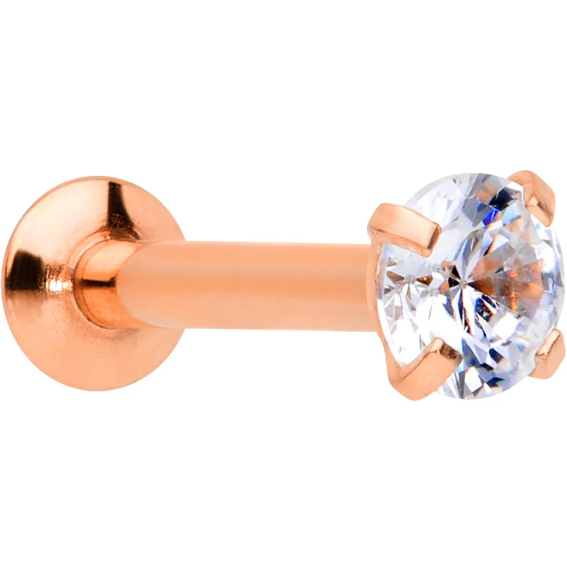Elegant Lip Rings with Bold Touches16 Gauge 5/16 CZ Rose Gold PVD 3mm Threadless Push In Labret Tragus