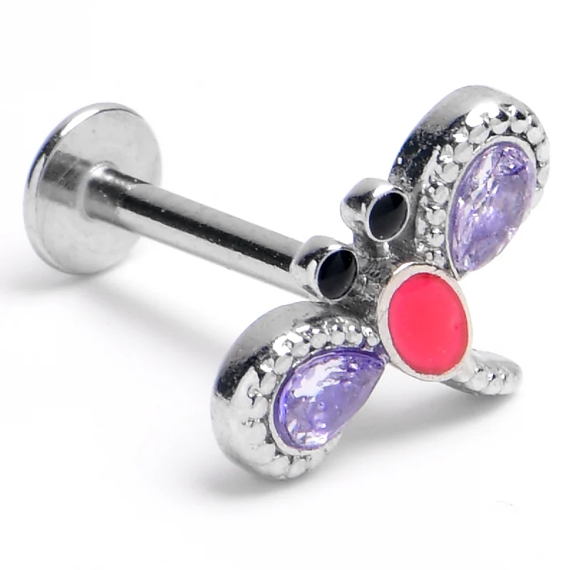 Comfortable and Fashionable Lip Rings16 Gauge 5/16 Embellished Dragonfly Labret Monroe Tragus