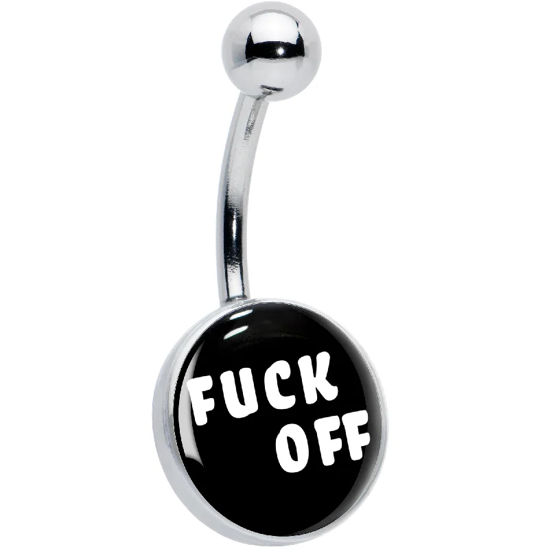 Comfortable Belly Rings for Casual Looks -White Letters F*ck Off Belly Ring