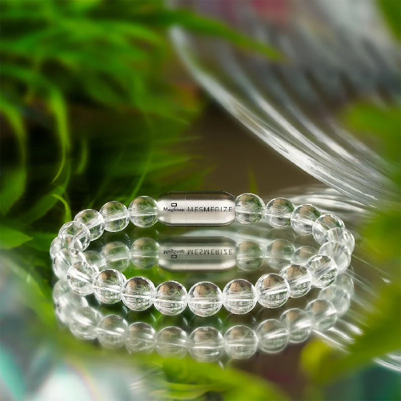 Men's Bracelets with Inspirational Symbols-Pure Clear Quartz Natural Stone Bracelet With Magsnap 2