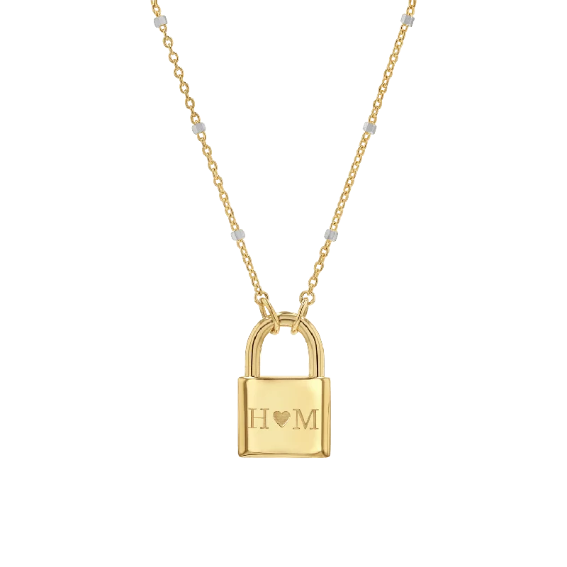 Shop Classic Women's  Necklaces & Pendants with a Modern Twist-Love Padlock Engravable Sparkle Necklace