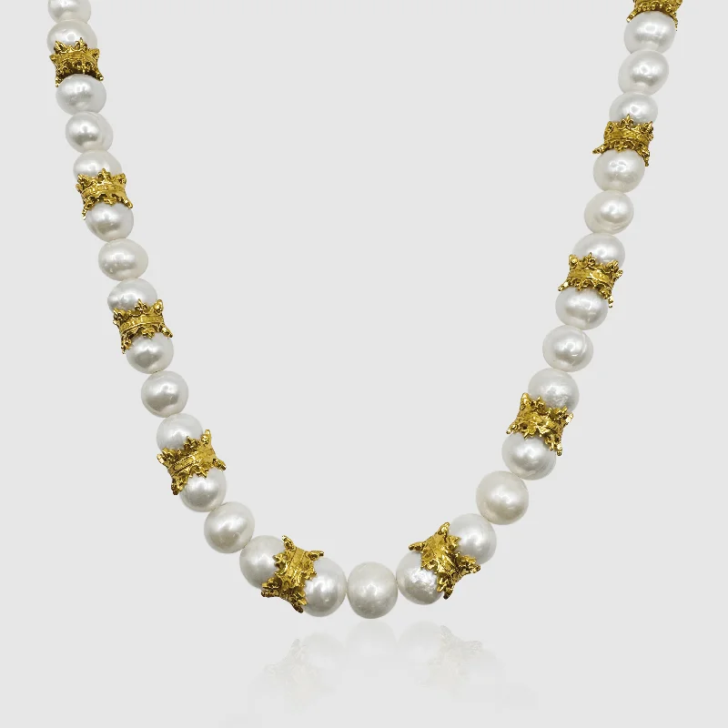 Exclusive Men's Necklaces & Pendants for the Modern Gentleman-Crown Real Pearl Necklace (Gold) Exclusive Men's Necklaces & Pendants for the Modern Gentleman-Crown Real Pearl Necklace (Gold)